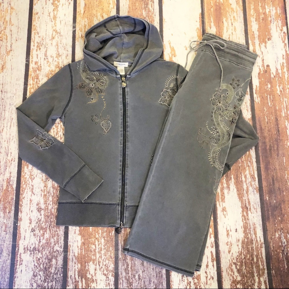 Vertigo Paris Embellished Capri Sweatsuit Sz Sm